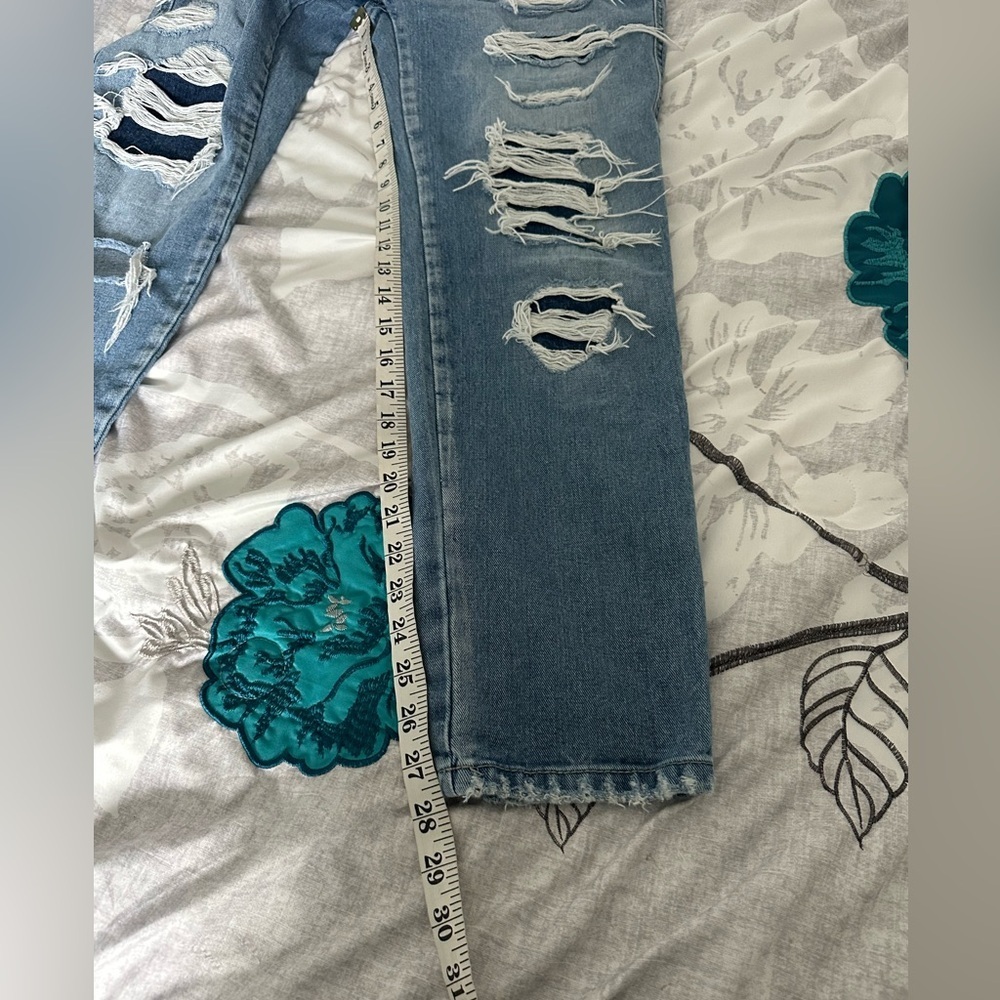 Flying Monkey Distressed High Rise Ripped Light Blue Jeans - Picture 9 of 10